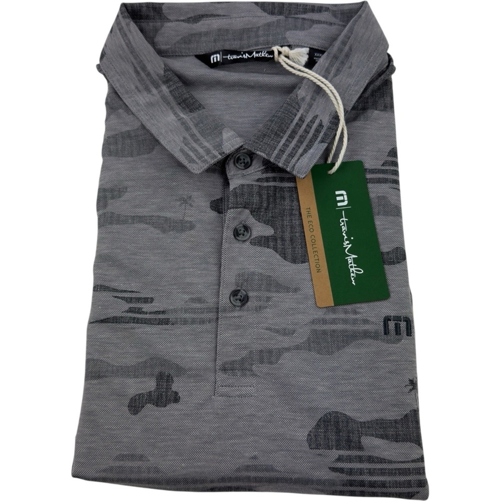 Travis Mathew Polo Heather Gray Palm‎ Camo Pima Cotton Blend Men's Size 3XL NWT